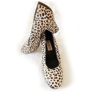 Vintage 90's EVERYBODYSHOES Leopard Faux Fur Heels